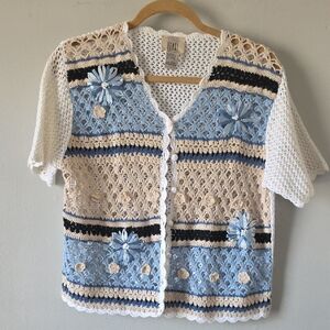 Teddi Women's Crochet Grandma Cottagecore Cardigan Size L